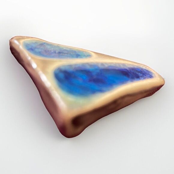 Handmade Ceramic Crackled Glass Pendant Trapezoid Abstract Art To Wear Necklace - Picture 2 of 4